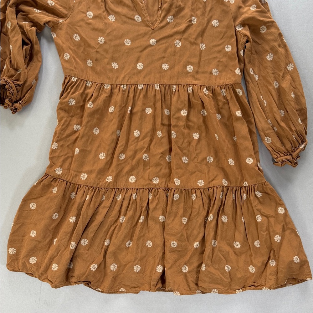 Madewell Tie-Neck Tiered Mini Dress, bloom dot warm hickory - Picture 10 of 11